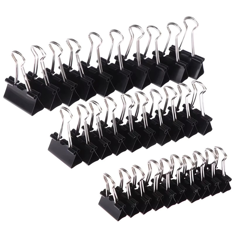 10er Set schwarze Metall Binder Clips für Büro und Notizen - Bild 3