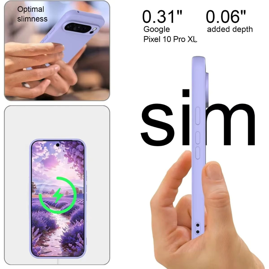 Google Silikon Schutzhülle Anti-Drop für Pixel 10 Pro XL, 9, 8, 7, 9A, 8A, 7A, 10A in Pink und Purple mit kabelloser Ladefunktion - Bild 2