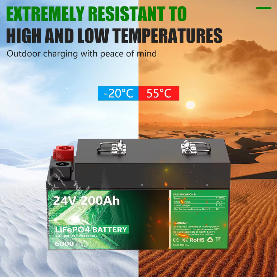 AMZVISION LiFePO4 Lithium-Batterie 24V 200Ah 5,12kWh mit Bluetooth und 200A BMS für Heim-Solarenergie - Bild 5