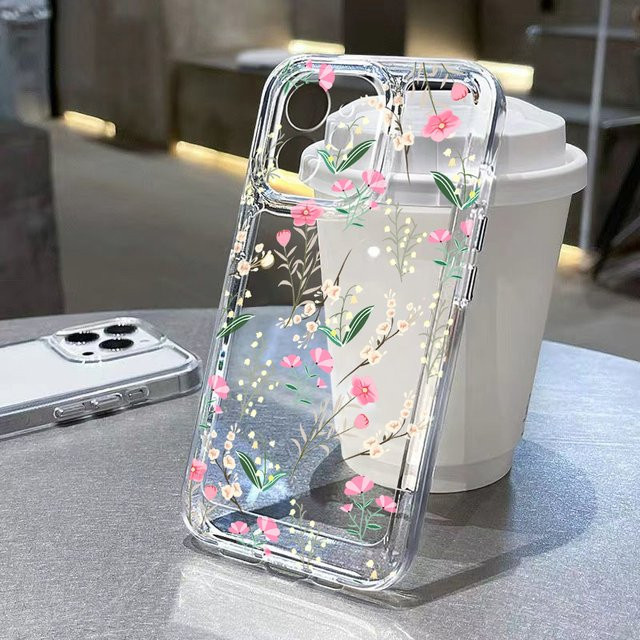 Transparente AKABEILA Silikon-Schutzhülle mit Blumenmuster für iPhone Modelle - Bild 1
