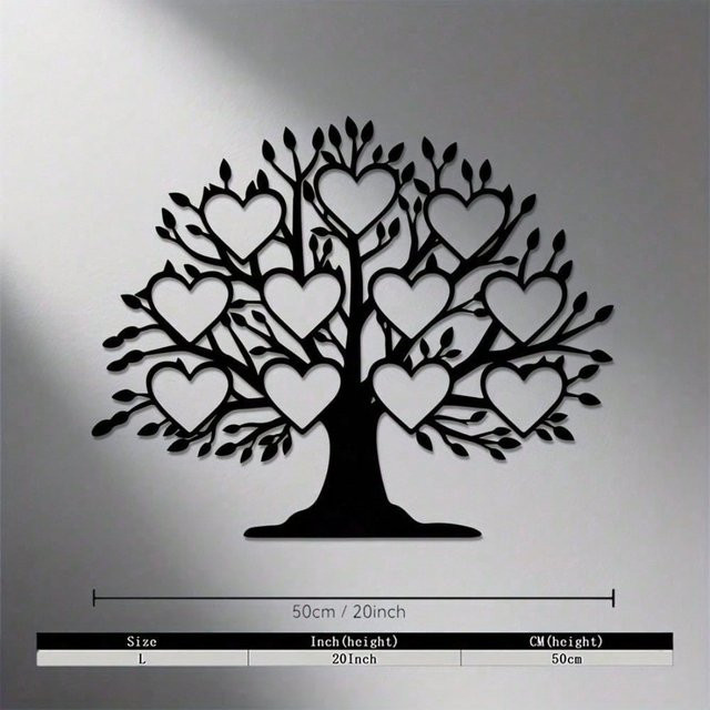 CIFBUY Herz-Baum Wandkunst aus Metall in Schwarz-Weiß, minimalistische Eisenzweig-Silhouette zur Wandmontage - Bild 1