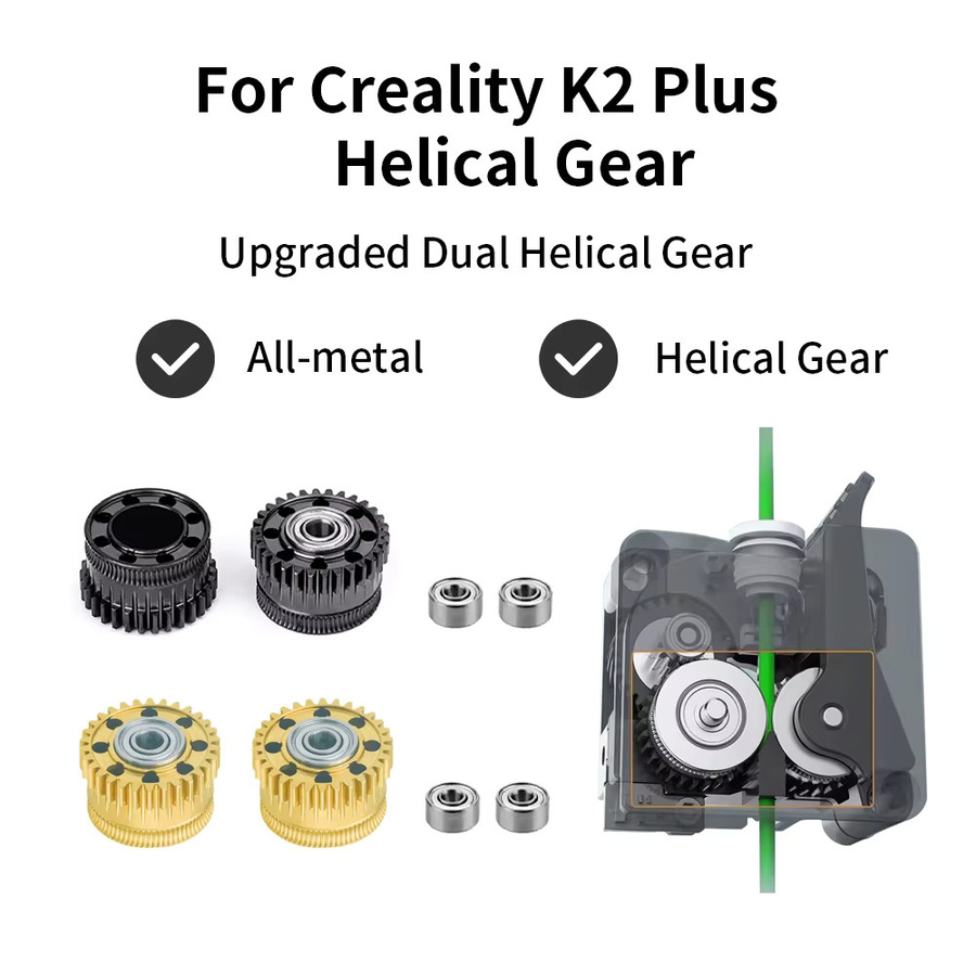 Creality Helical Extruder Gear für K2 Pro und Plus: Hochpräzises Vollmetall-Doppelantriebs-Getriebe für FDM 3D-Drucker - Bild 3