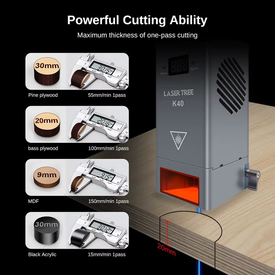 Laser Tree Laser Modul mit Luftunterstützung 450nm TTL Blaulicht-Laserkopf für Lasergravur und Schneidwerkzeuge in Blau und Grau - Bild 3