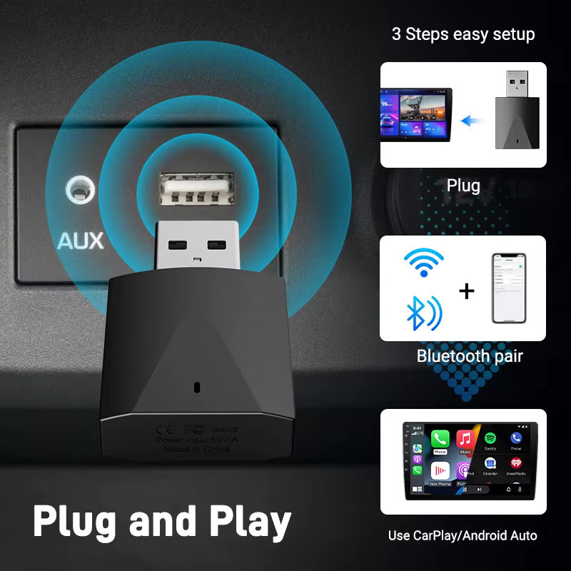 XUDA Wireless CarPlay und Android Auto Adapter 2 in 1 in Schwarz für werkseitig verdrahtete Fahrzeuge - Bild 4