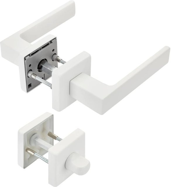 SO-TECH Türdrückergarnitur CUBE Weiß Matt mit WC-Funktion und Befestigungsmaterial aus Aluminium - Bild 1