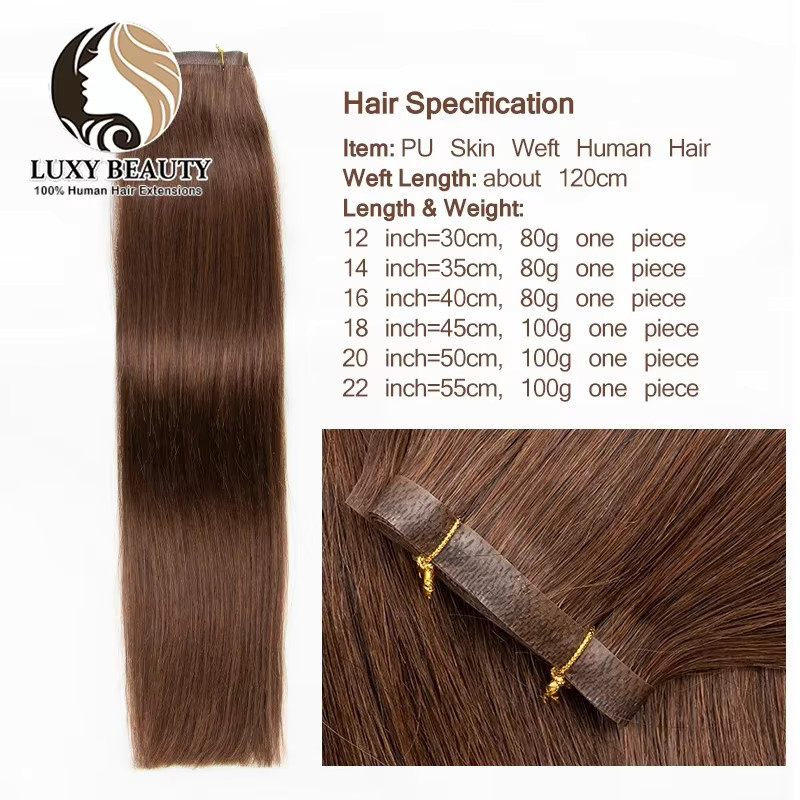 luxy beauty Echthaarverlängerungen Tape-Einschlag, 30,5–55,9 cm, 100 g - Bild 2