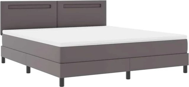 vidaXL Bettgestell mit Matratze in Grau aus Kunstleder mit Schubladen, B/T/H: 180 x 200 x 181,5 x 204 cm - Bild 1