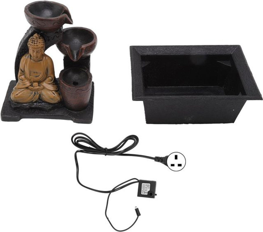 KONNWEI Buddha Wasserfall Dekoration aus Kunstharz mit LED-Beleuchtung in Braun, B/T/H: 13,5 x 18,5 x 22 cm - Bild 1