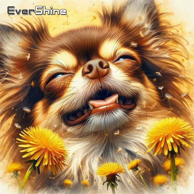 Evershine Diamond Painting Set Hund mit Blumenmotiv, Vollbohrer Mosaik-Stickerei Kit, Mehrfarbig, B/H: 20 x 20 cm - Bild 1