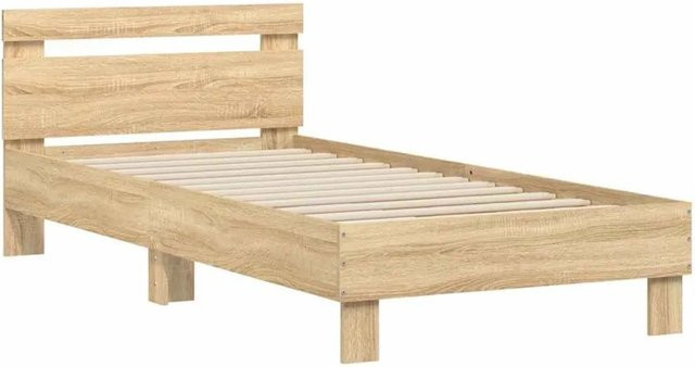 vidaXL Bettgestell mit Kopfteil in Sonoma Eiche, Farbe Braun, B/T/H: 80 x 190 x 70 cm - Bild 1