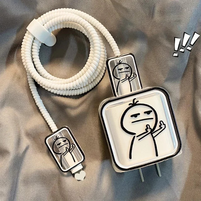 Schutzhülle für USB-Ladekabel und Ladegeräte in Weiß für iPhone 15 14 13 12 Pro Max - Bild 1