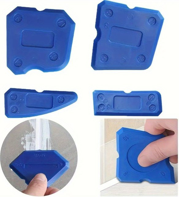 4-teiliges Silikon-Abdichtungswerkzeug-Set von louCnloin in Blau aus Kunststoff für Dichtmittel, Fliesen, Fugen und Fenster - Bild 1