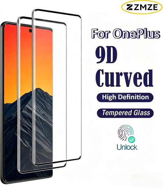 9D Gebogenes Panzerglas für OnePlus ACE 3 2Pro 13 12 11R 10T 9 8 7 Pro Displayschutzfolie Transparent - Bild 1
