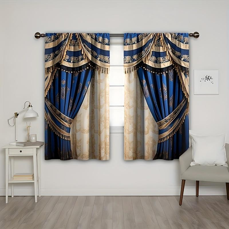 2er-Pack Lichtfilternde Vorhänge mit 3D-Digitaldruck und Stangendurchzug, Moderne Dekoration für Wohnzimmer und Schlafzimmer, Breite: 70 cm, Höhe: 165 cm - Bild 2