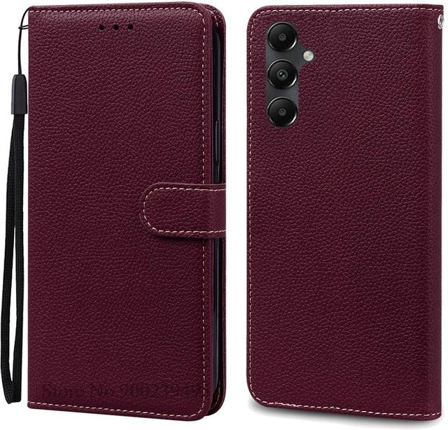 Leder-Brieftasche Flip Hülle für Samsung Galaxy A15 5G und A15 4G in Weinrot - Bild 1