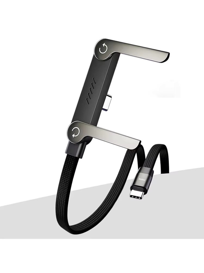 NNBILI USB-C zu USB-C Schnellladekabel mit 240W und faltbarer Desktop-Halterung, Schwarz - Bild 6