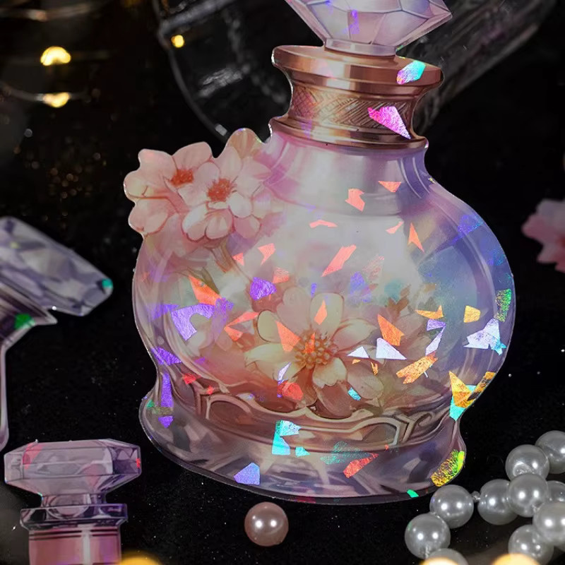 10 Blatt holografische Muschel und Glasflaschen Aufkleber mit Laser-Effekt in Multicolour für dein DIY-Tagebuch und Sammelalbum - Bild 3