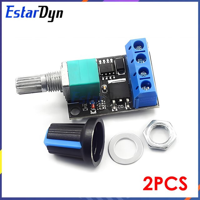 2 Stück Estardyn PWM-Controller DC 5 V/12 V 10 A stufenloser Geschwindigkeitsregler für Gleichstrommotoren und LED-Dimmer in Multicolour - Bild 1