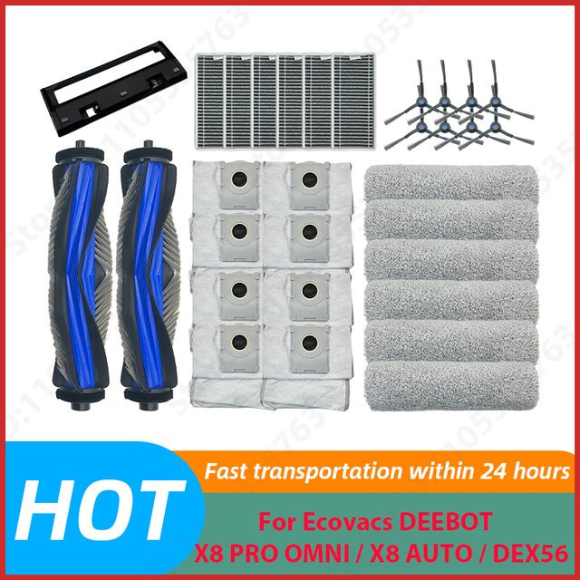 Ecovacs DEEBOT X8 PRO OMNI, X8 AUTO und DEX56 Zubehör-Set mit Hauptbürste, Seitenbürsten, Wischmopps und HEPA-Filtern in Multicolour - Bild 1