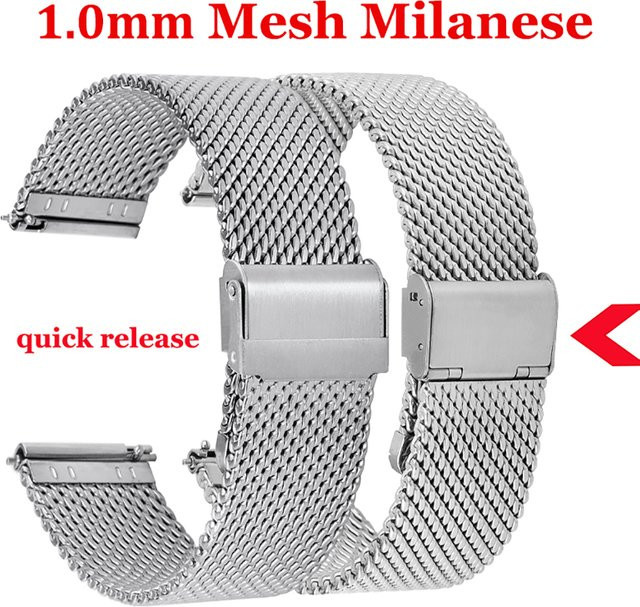 nxalp Uhrenarmband Milanaise-Grobgeflecht, Edelstahl, Silber, Unisex - Bild 1