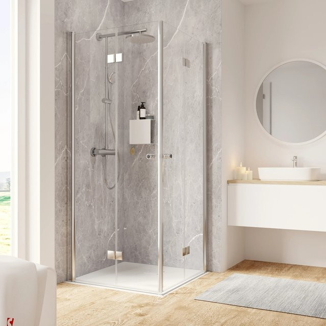 Schulte ExpressPlus Garant 2.0 Duschkabine als Drehfalttür mit Eckeinstieg in Silber, Breite: 100 cm, Höhe: 200 cm, Tiefe: 100 cm - Bild 1