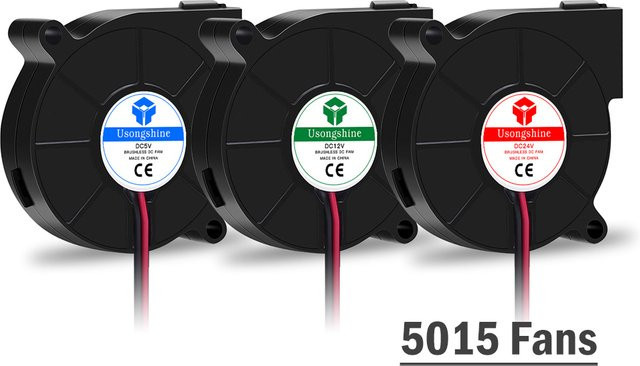JINGLIN Bürstenloser Turbo Fan für 3D-Drucker Extruder, 12V & 24V Kühlung, 2Pin, Schwarz - Bild 1