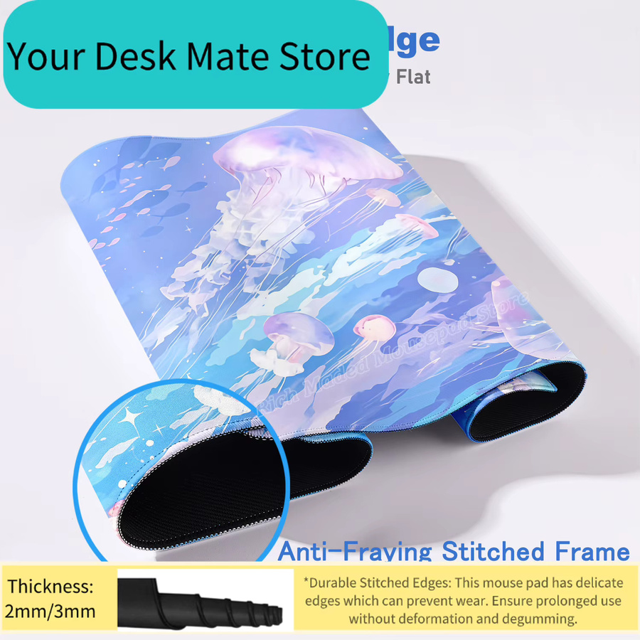 Potdemiel Mausunterlage mit Quallen-Design, XL E-Sport Tastaturpad, transparent und multicolour - Bild 2