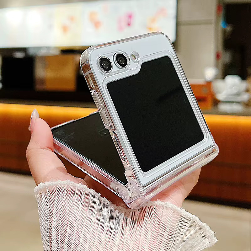 YISHANGOU Schmetterling und Blumen Schutzhülle für Samsung Galaxy Z Flip 7 6 5 4 transparent stoßfeste Hart-PC Abdeckung - Bild 3