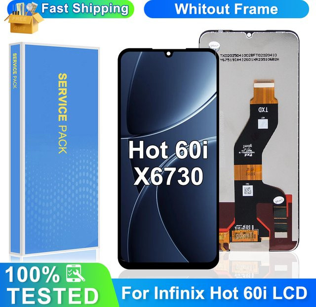 Infinix Hot 60i 5G LCD-Display Ersatzteil mit Touchscreen-Digitizer in Schwarz, 6,75 Zoll, Modell X6730 - Bild 1