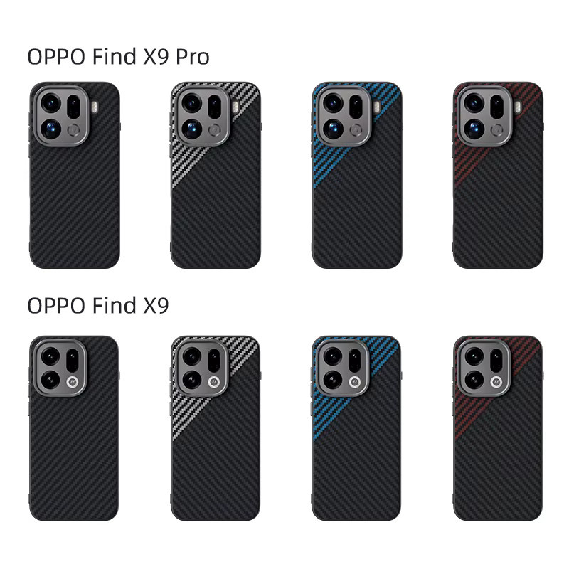 Schutzhülle für OPPO Find X9 Pro und Find X9 5G mit Carbonfaser-Textur und integriertem MagSafe-Metall-Linsenschutz in Schwarz - Bild 4