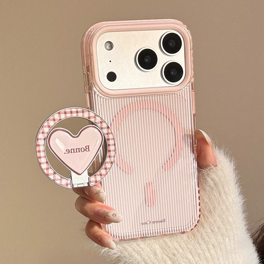 MUQGEW Magnetische iPhone Schutzhülle mit Herz-Design in Transparent, Stoßfeste Weiche Abdeckung für iPhone 17 16 15 14 13 12 Pro Max - Bild 3