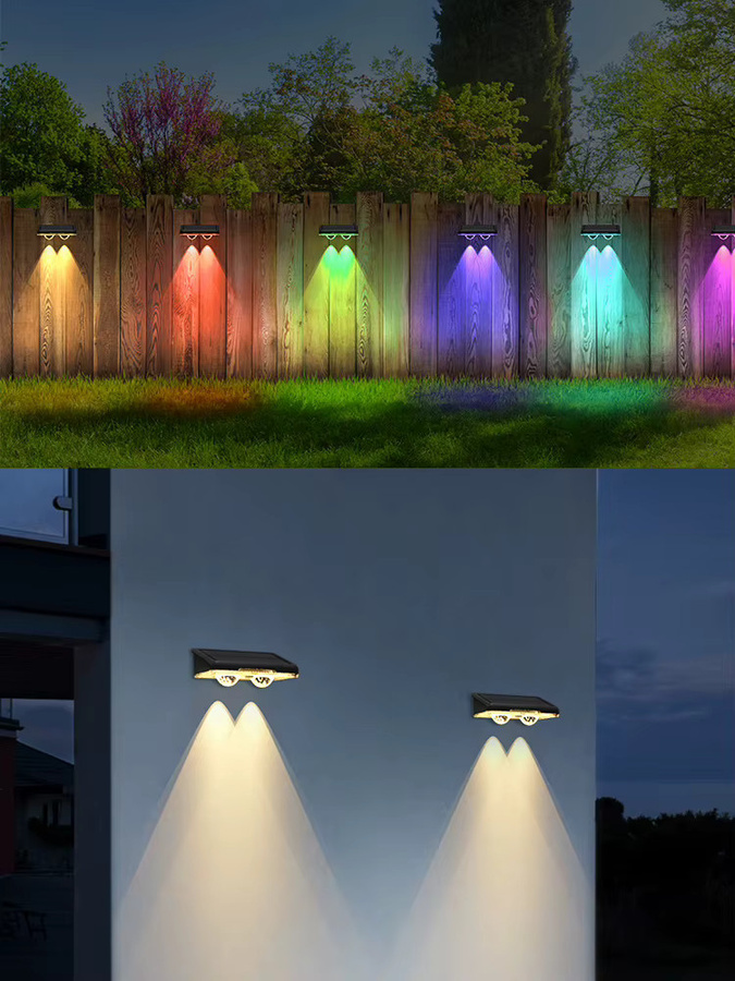 VENUSWING Solar-Zaunleuchten mit RGB-LED, wasserdichte IP64 Terrassenleuchten in Schwarz für Garten, Treppen und Gehwege - Bild 7