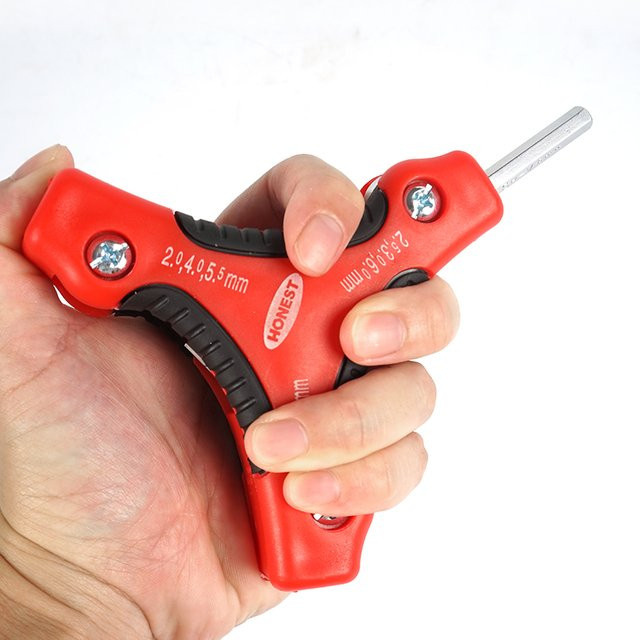 HONEST 9-teiliges klappbares Inbusschlüssel-Set in Schwarz-Rot, metrisch (1,5 mm bis 6 mm) mit ergonomischem Griff - Bild 1