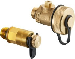 Oventrop Anschluss-Set 3 Hydrocontrol mit Füll- und Entleerkugelhahn G 1/4 und Messventil aus Messing in Gold/Brassy - Bild 1