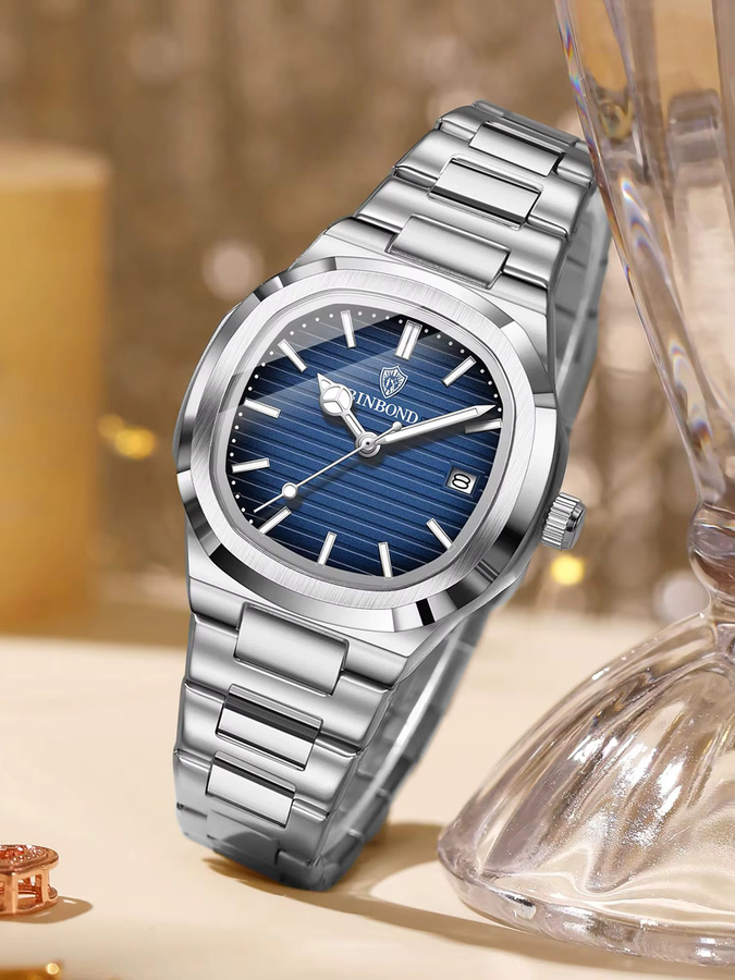 BINBOND Armbanduhr Edelstahl, Quarz, Blau, Silber, Damen - Bild 6
