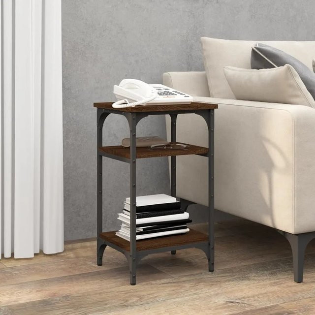 vidaXL Beistelltisch in Braun mit Eichen-Optik aus Holzwerkstoff und Stahl, B/T/H: 35 x 30 x 60 cm - Bild 1