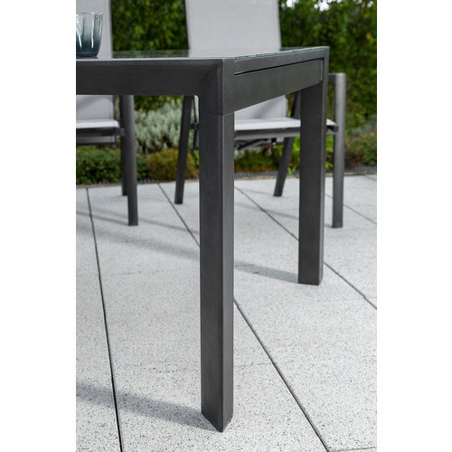 Merxx Gartenmöbelset Vicenza 9-teilig in Braun mit ausziehbarem Tisch aus Aluminium, Textil und Sicherheitsglas - Bild 2