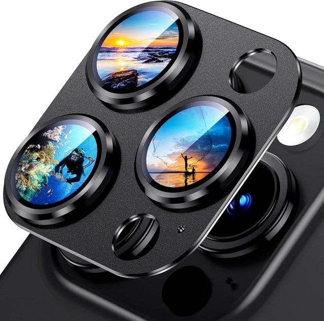 Schwarzer Kameralinsen-Schutz aus Aluminiumlegierung und gehärtetem Glas mit 9H Härtegrad für Apple iPhone 17-11 Pro Max, case-freundlich - Bild 1