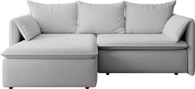 Vente-unique Schlafsofa Teodora in Grau mit L-Form und Strukturstoff - Bild 1