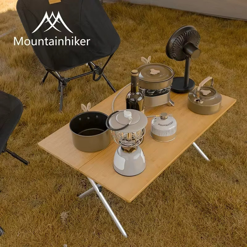 MOUNTAINHIKER Outdoor Camping Klapptisch aus Bambus in Braun - Bild 2