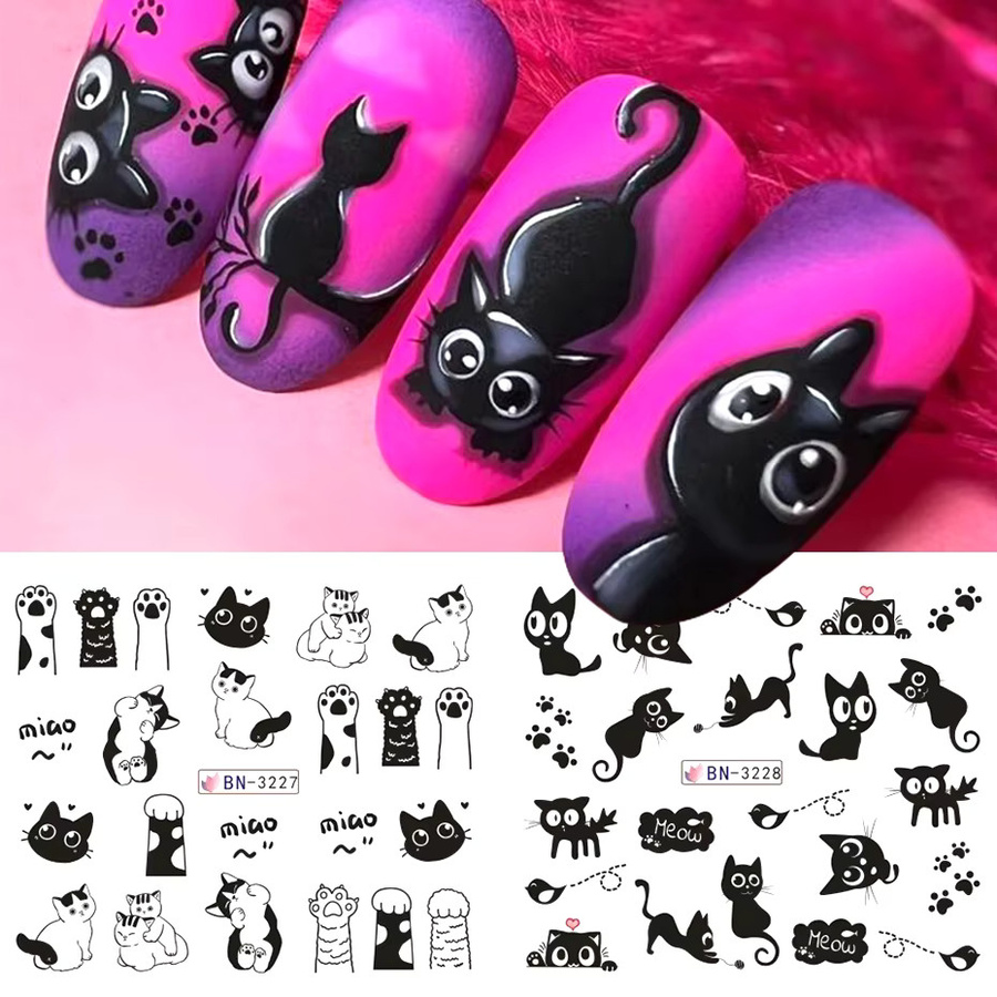 Full Beauty Nagelwasseraufkleber, schwarze Katze, Matt, Unisex - Bild 3
