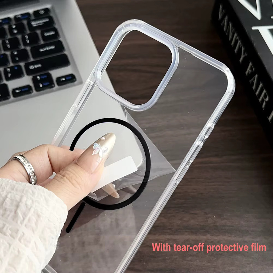 Ojeleye MagSafe Schutzhülle für iPhone 11 12 13 14 15 16 Pro Max, transparente magnetische Wireless Charging Handyhülle - Bild 5