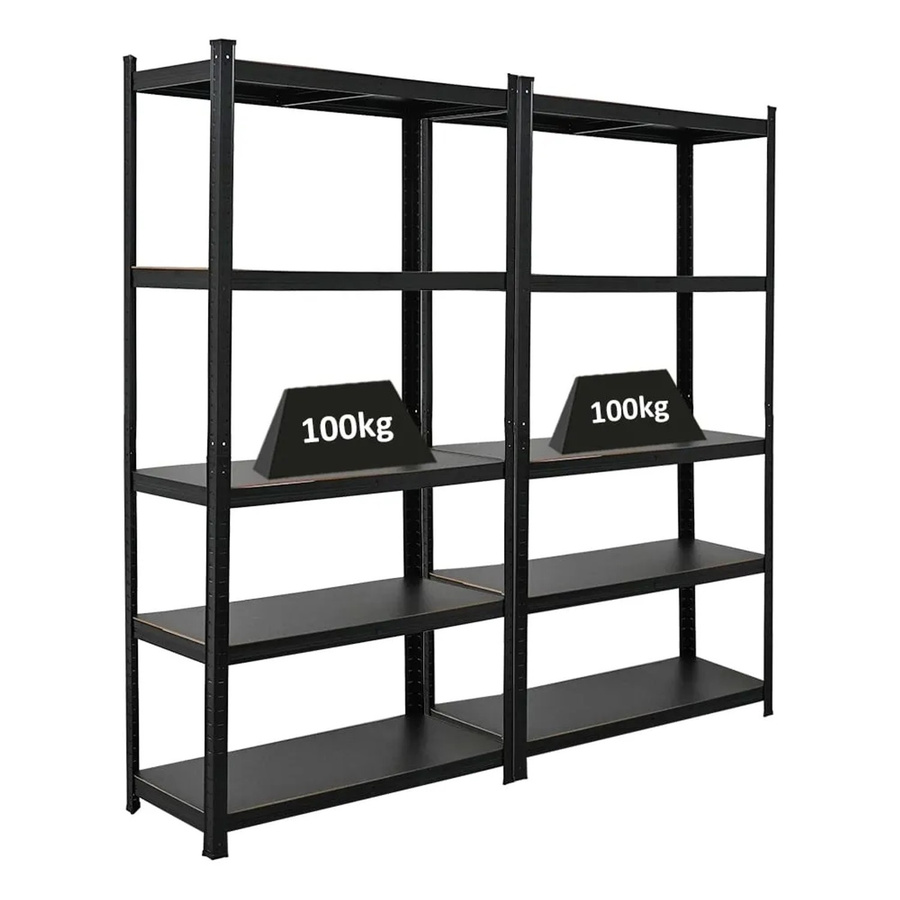 2er Set PROREGAL All Black Series Ragnar Schwerlastregal aus Metall in Matt Schwarz, H x B x T: 180 x 90 x 40 cm - Bild 2