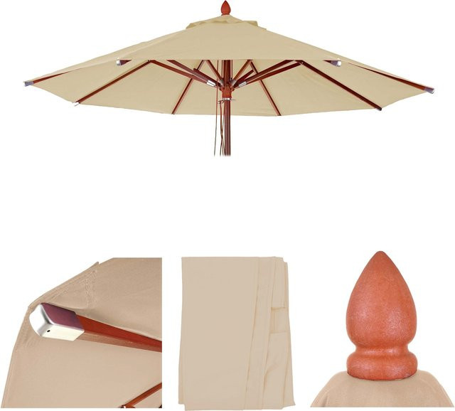MCW Ersatz-Bezug für Gastronomie Holz-Sonnenschirm MCW-C57, rund, Durchmesser: 3 m, Farbe: Beige - Bild 1