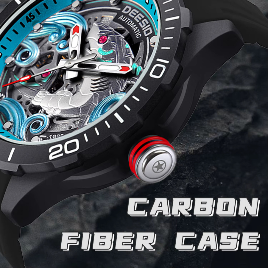 Deesio Armbanduhr, Automatik, Titan, Kunststoff, Schwarz, Herren - Bild 4