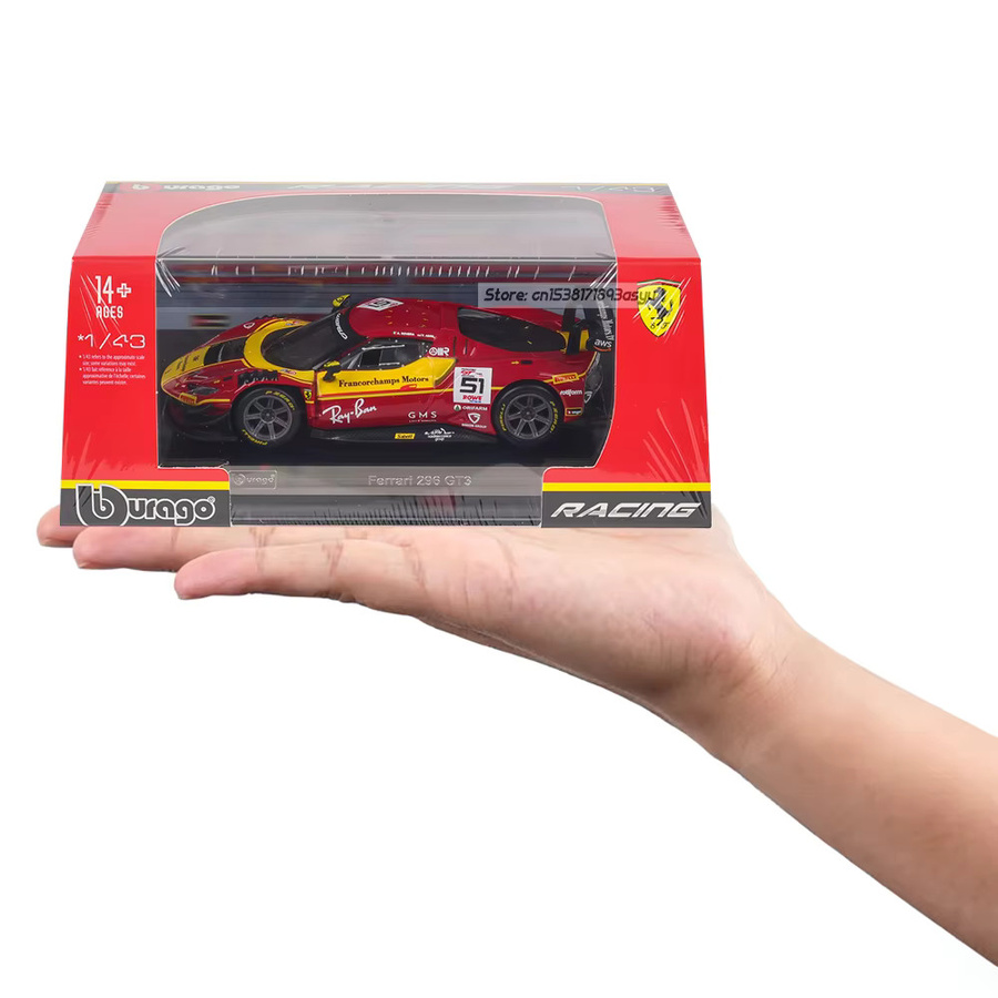 Bburago Ferrari 296 GT3 499P, Legierungsautomodell, 1:43, schwarz, ab 14 Jahren - Bild 4
