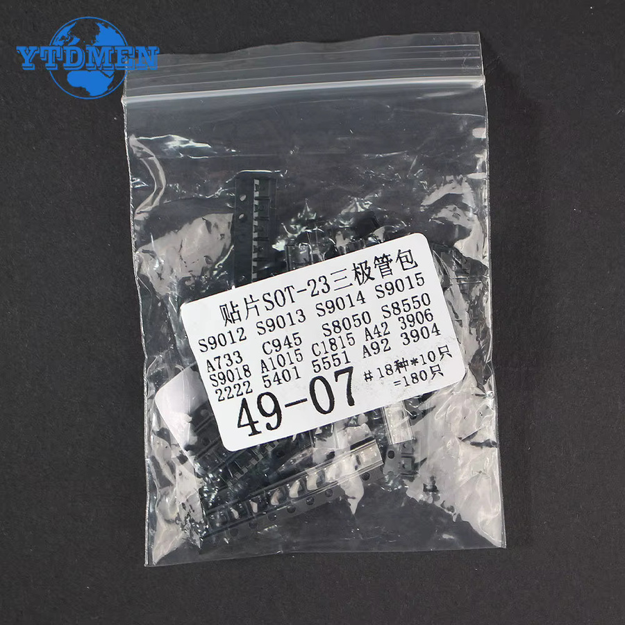 YTDMEN SMT Transistor Kit 180 Stück SOT-23 in Schwarz mit 18 Typen wie S9013 S9014 S9015 S9018 2N3904 2N3906 A92 C1815 A1015 - Bild 2