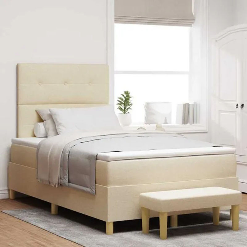 Modernes Boxspringbett mit Matratze von vidaXL in Beige aus Stoff, B/T: 120 x 200 cm - Bild 1