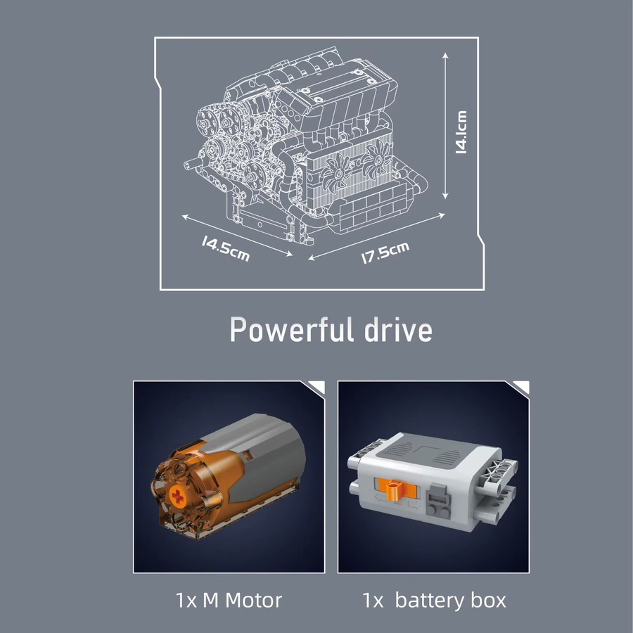 Mould King 10213 Tech Auto Motor Bausteine Simulation Modell mit 744 Teilen in Multicolor - Bild 5