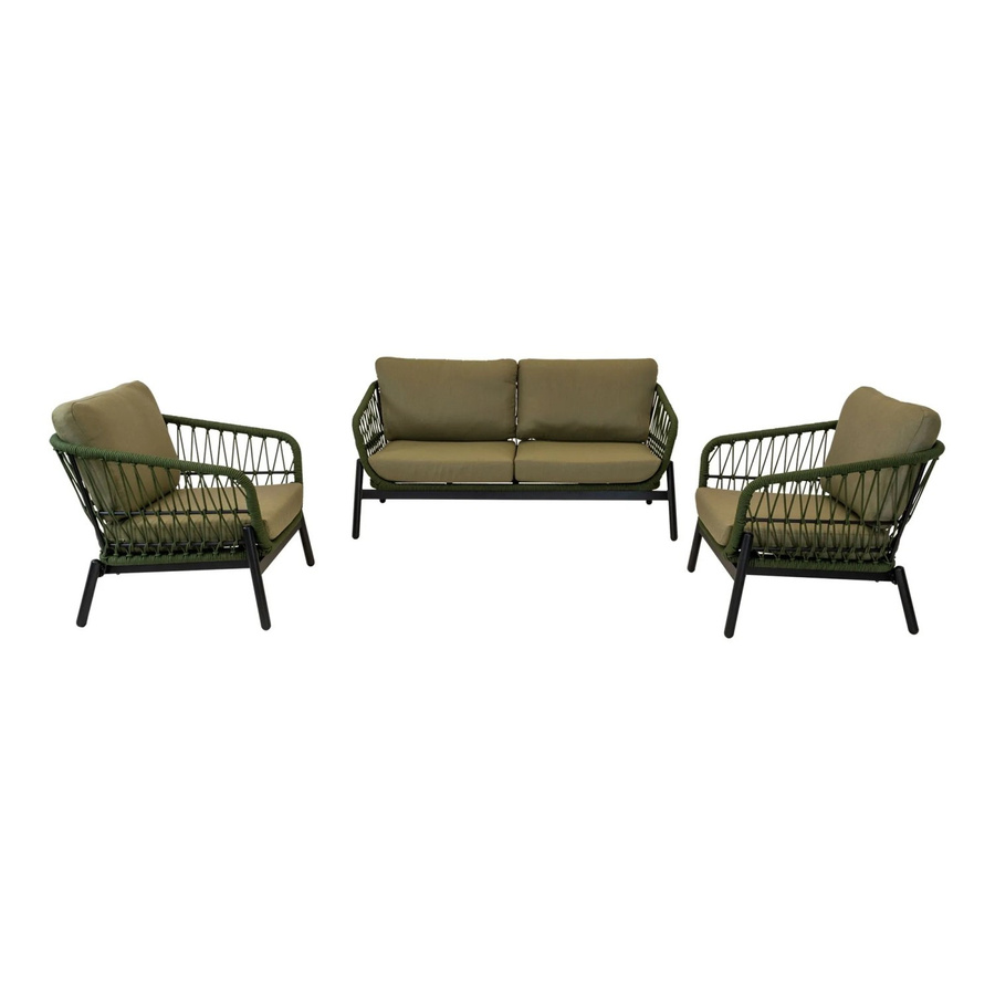 Lesli Lounge-Set Zavi 3-teilig Olive mit Polsterung und Aluminiumgestell - Bild 2